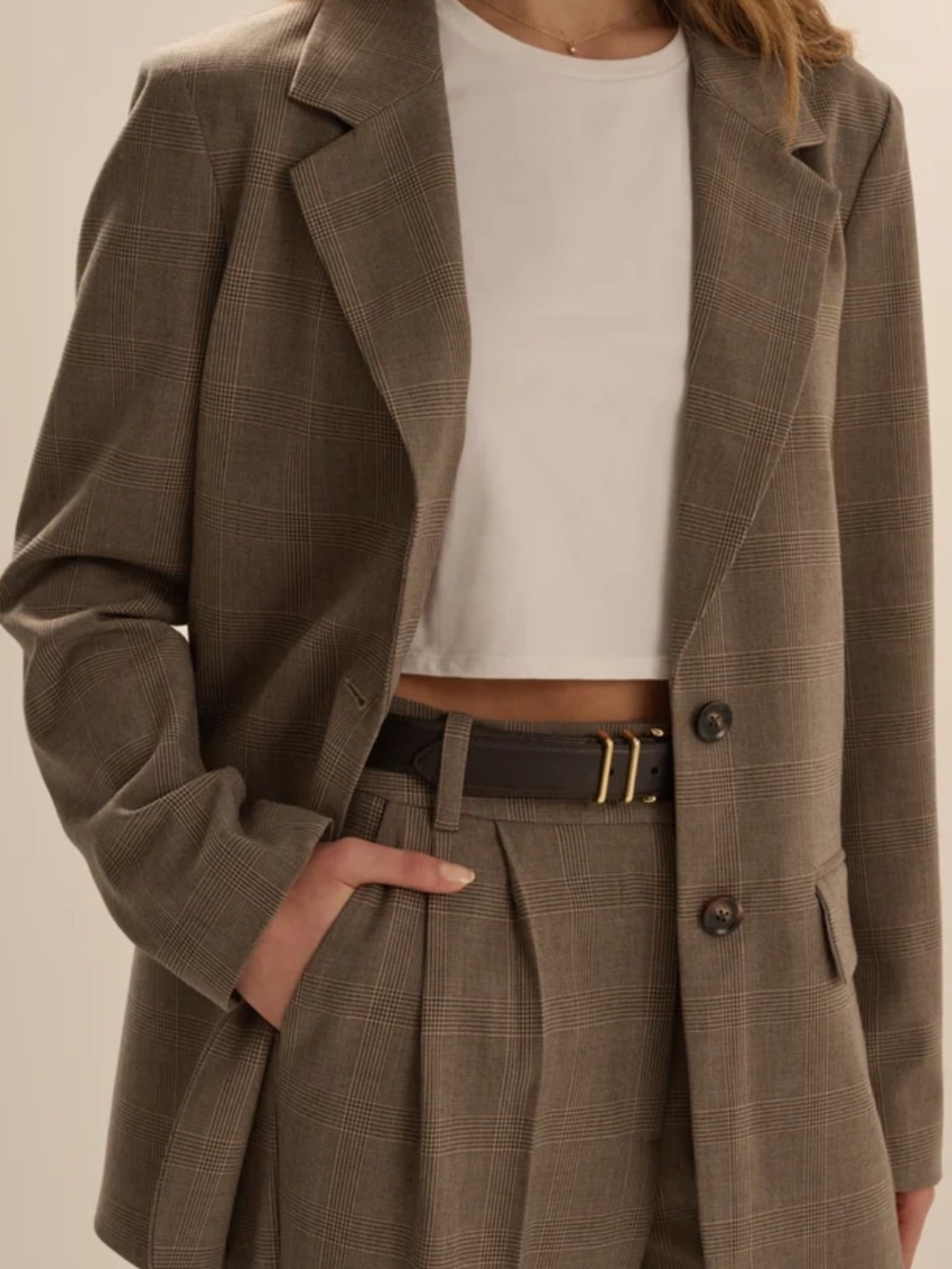 Your Favorite Daughter Plaid Oversized Boyfriend Jacket Java Plaid